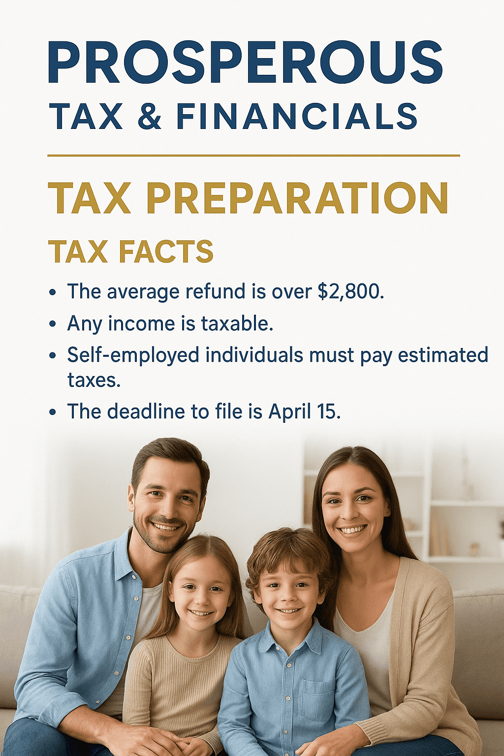 Professional tax preparation services - tax facts and family focus
