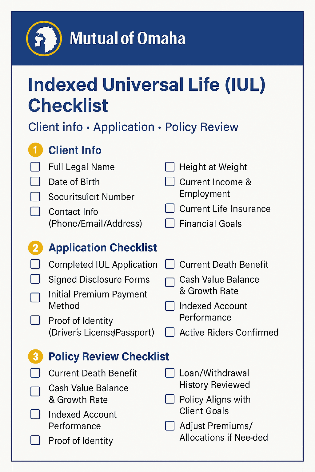 IUL Application Checklist - Step-by-step guide for applying for Indexed Universal Life insurance